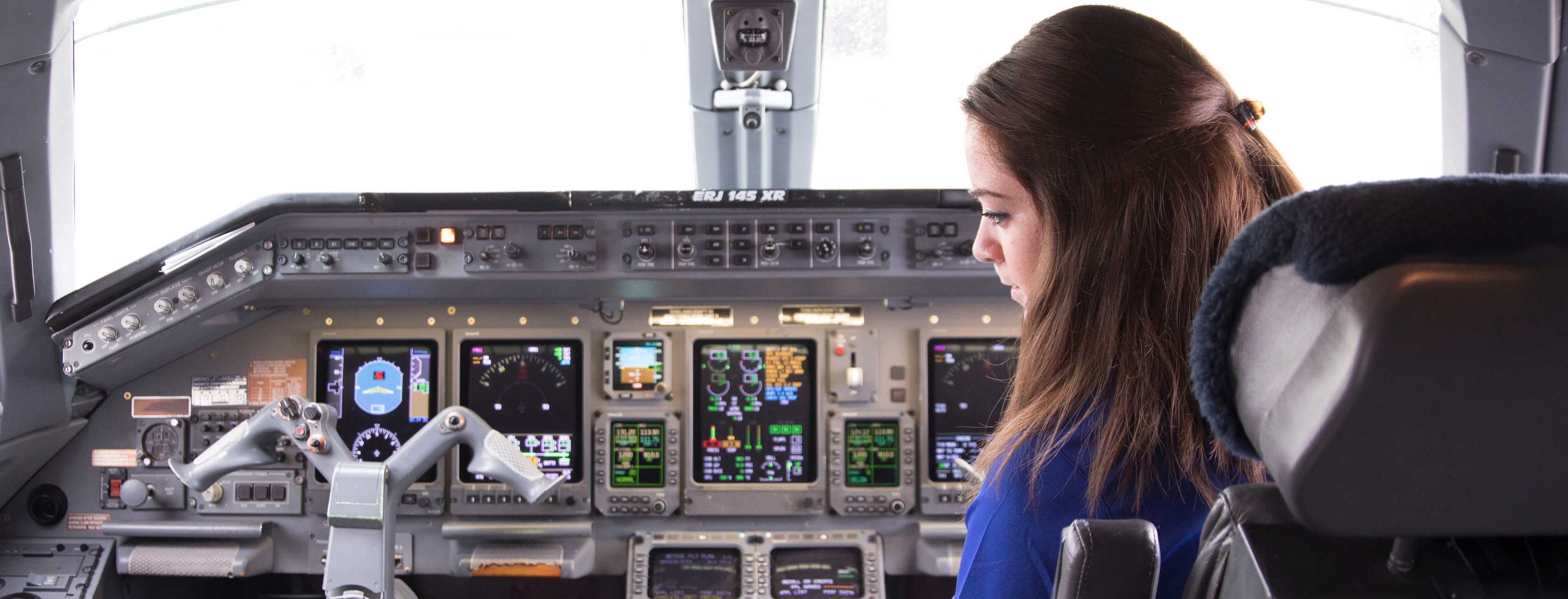 ATP Flight School Student Sitting in Airplane Cockpit