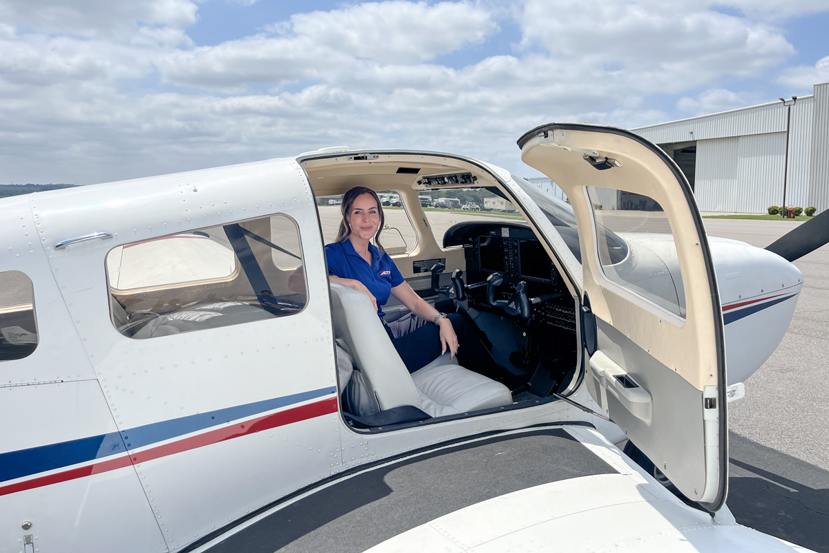 American Airlines Cadet sitting in a Cessna at ATP's Charlotte-Concord training center